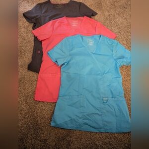 Set Of 3 Ladies Scrub Tops - Cherokee & Heartsoul - EUC - Size Small & XSmall